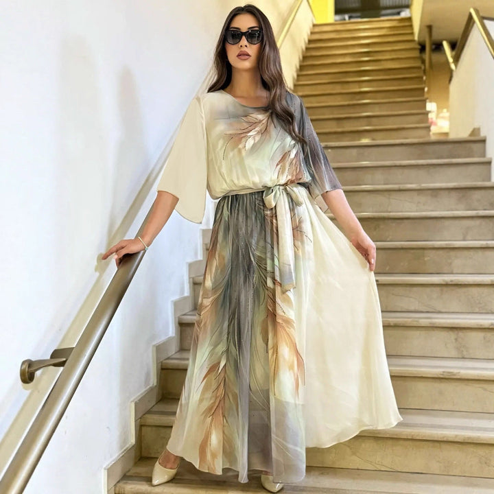 Halinor - Vestido maxi elegante de Chiffon