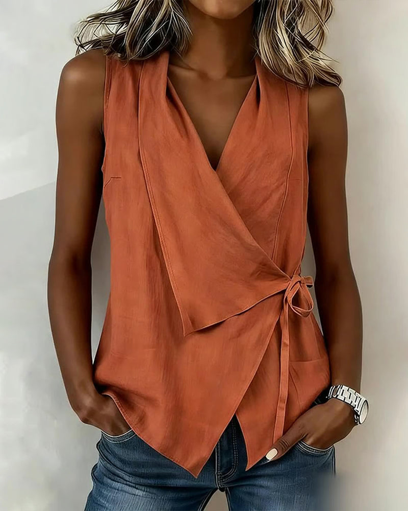 Farren - Blusa cruzada sin mangas