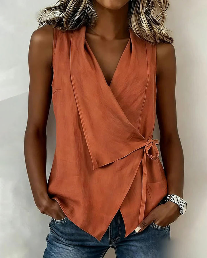 Farren - Blusa cruzada sin mangas