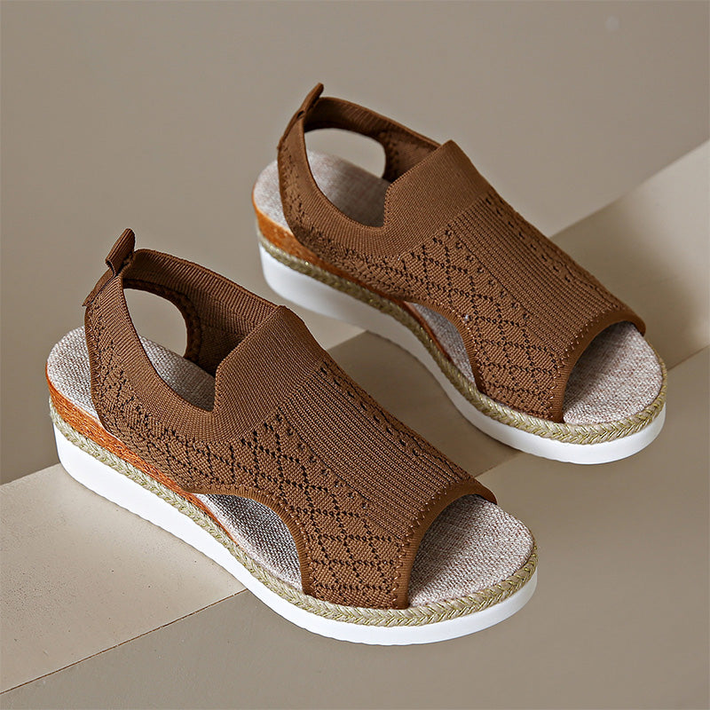 Orianne - Sandalias de cuña con punta abierta y transpirables