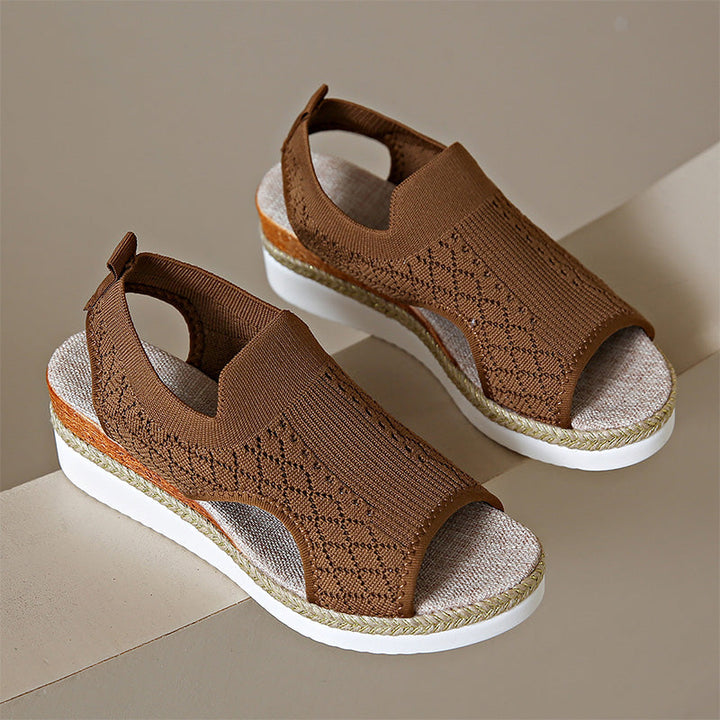 Orianne - Sandalias de cuña con punta abierta y transpirables