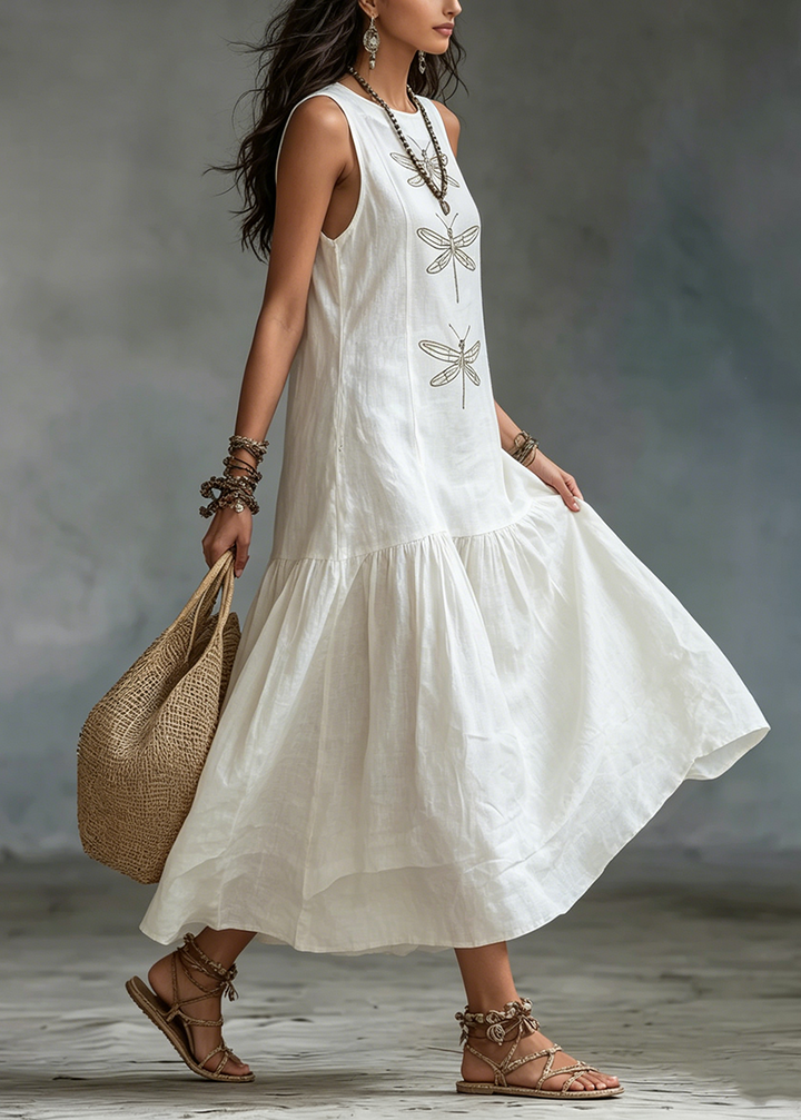 Caelisse - Vestido maxi de lino ligero