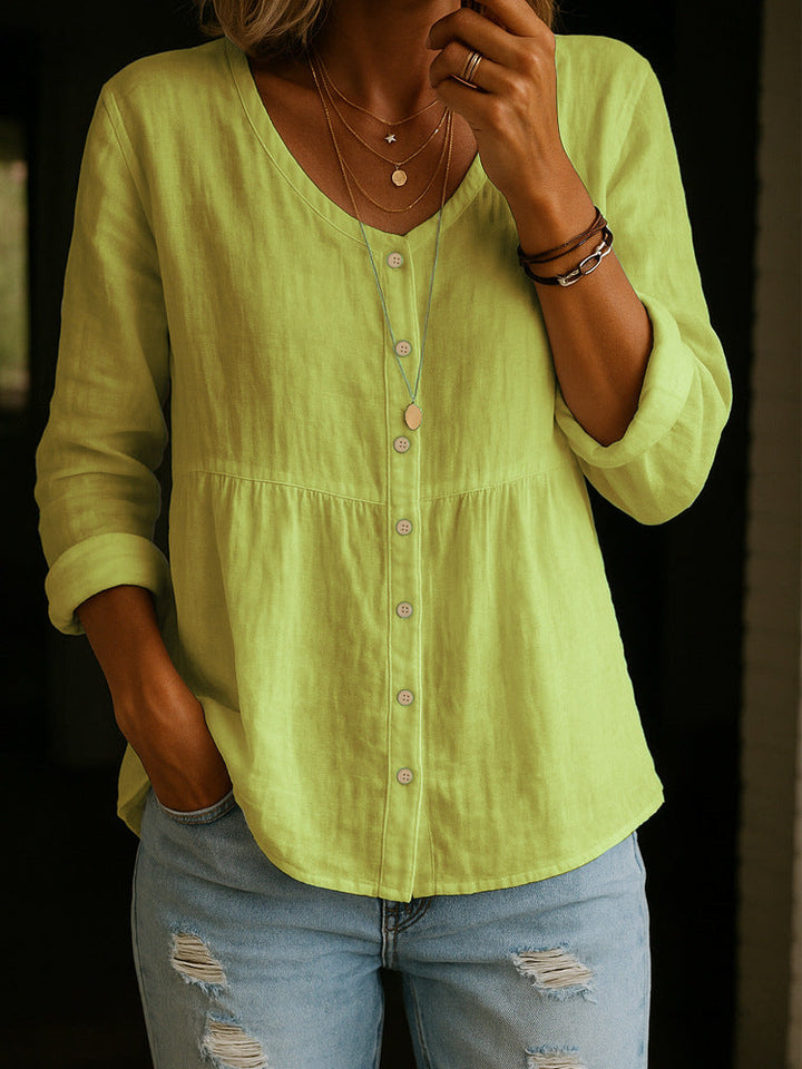 Elinna - Blusa abotonada con escote en V