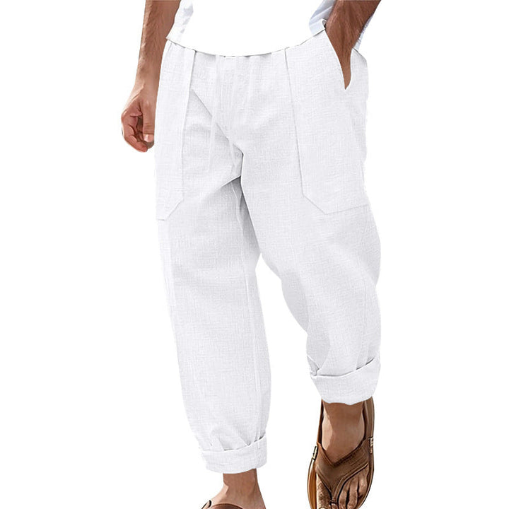 Halston - Pantalón de mezcla de lino de corte relajado