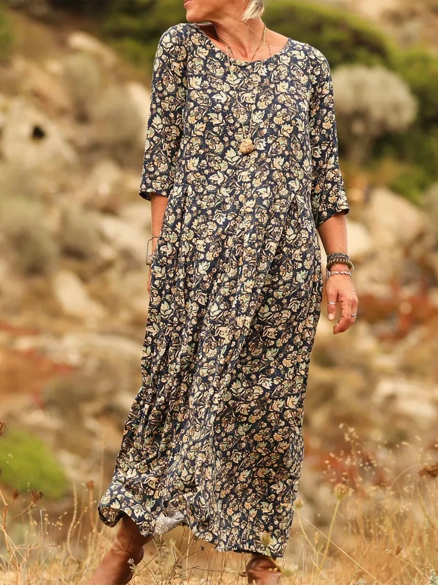 Griselda - Vestido largo plisado casual