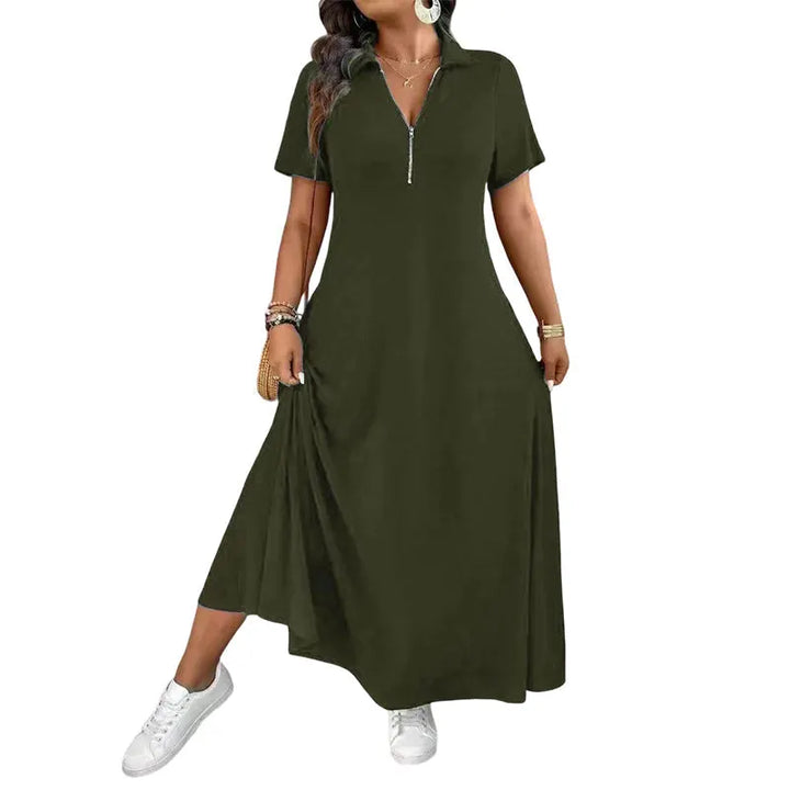 Primelle - Vestido maxi de cuello con cierre, de tacto suave