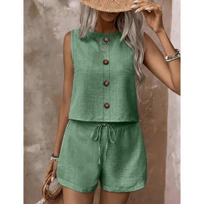 Abilene - Conjunto de top texturizado y shorts