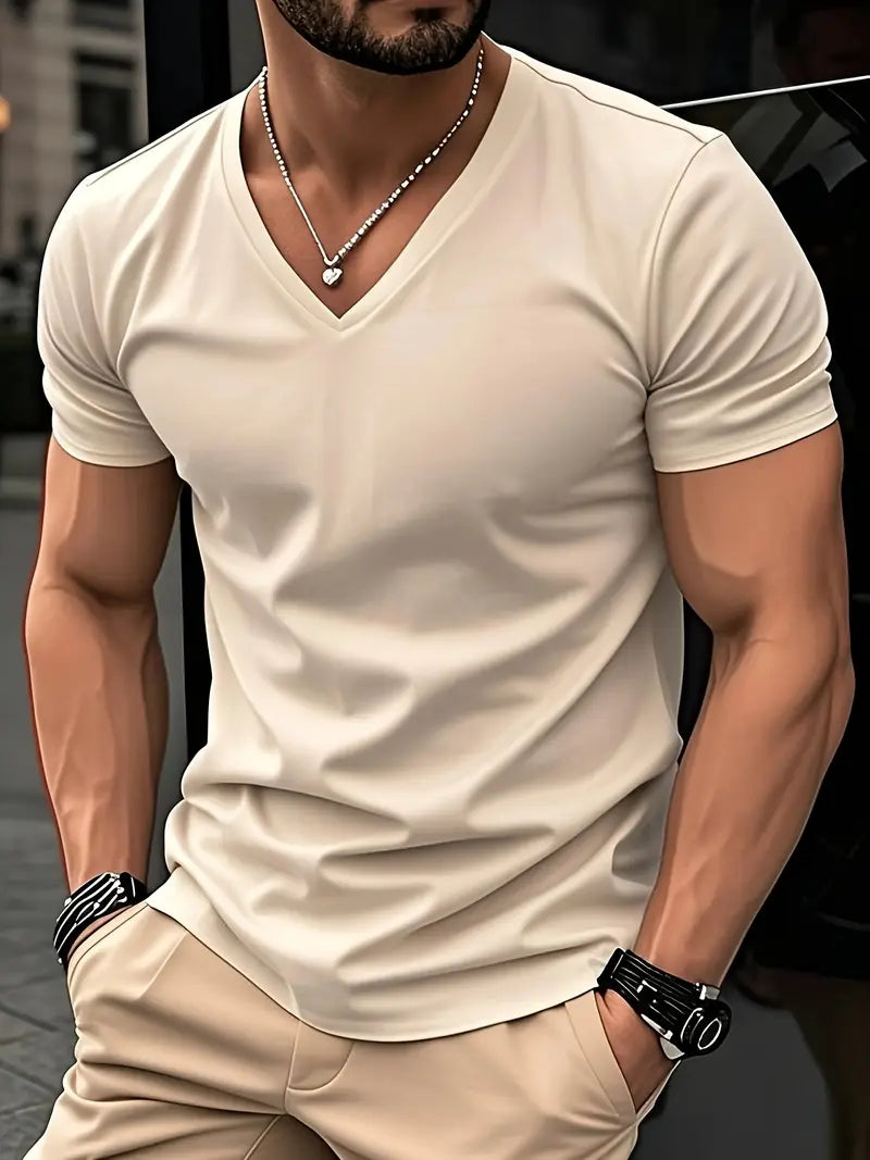 Trevor - Playera de cuello en V suave al tacto
