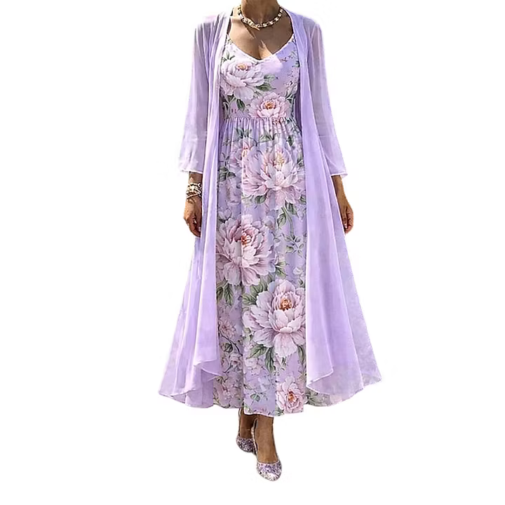 Asteria - Vestido maxi floral de dos piezas