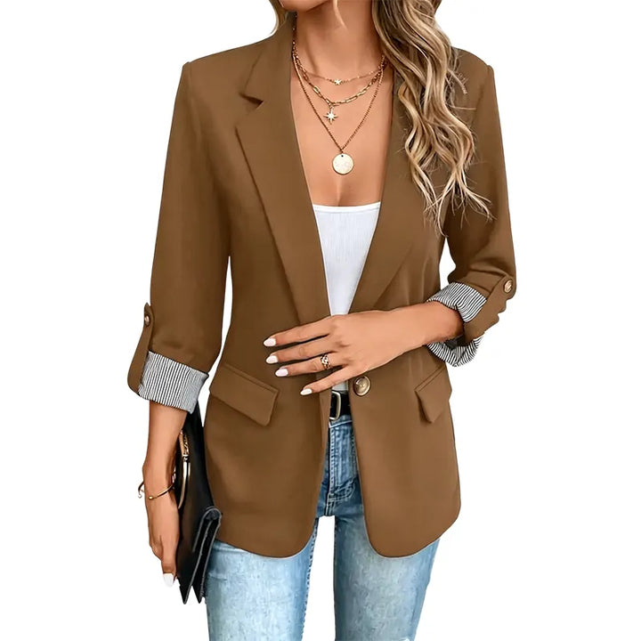 Celenya - Blazer clásico con mangas arremangadas