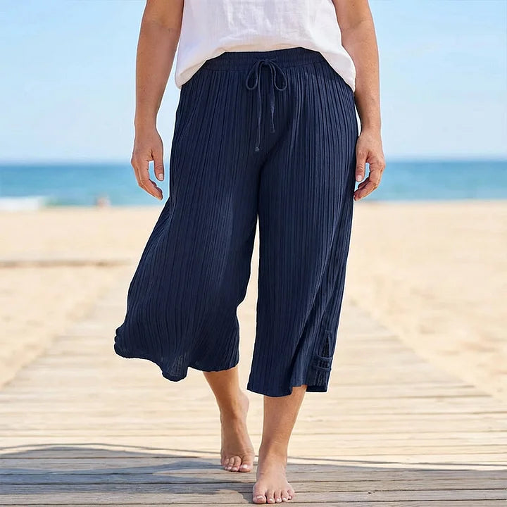 Bexara - Pantalón culotte plisado de pierna ancha