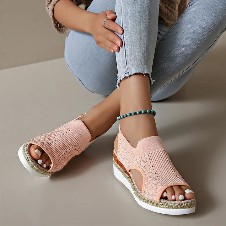 Orianne - Sandalias de cuña con punta abierta y transpirables