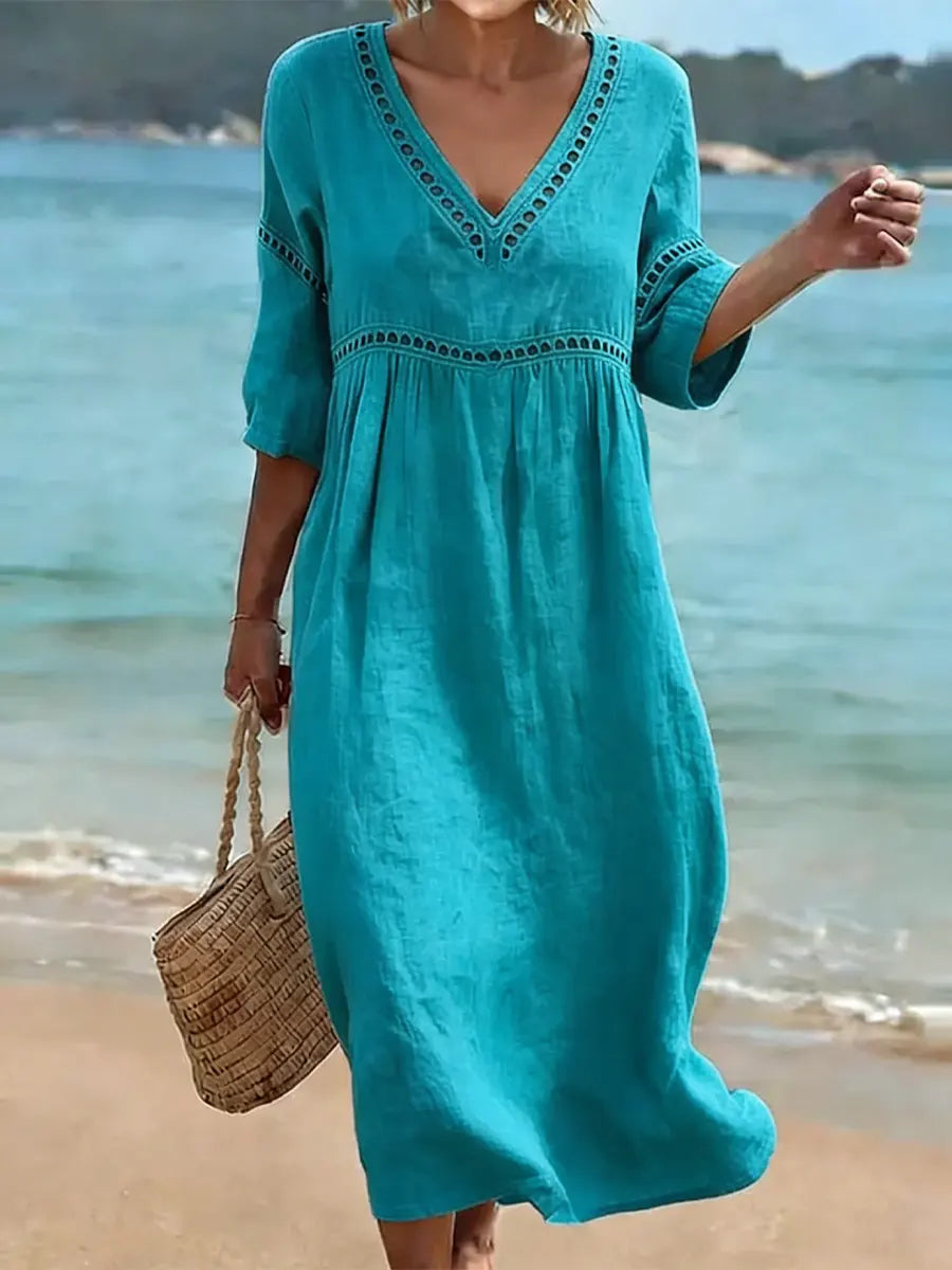Quessia - Vestido con escote en V de tacto suave