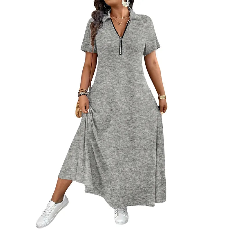 Primelle - Vestido maxi de cuello con cierre, de tacto suave