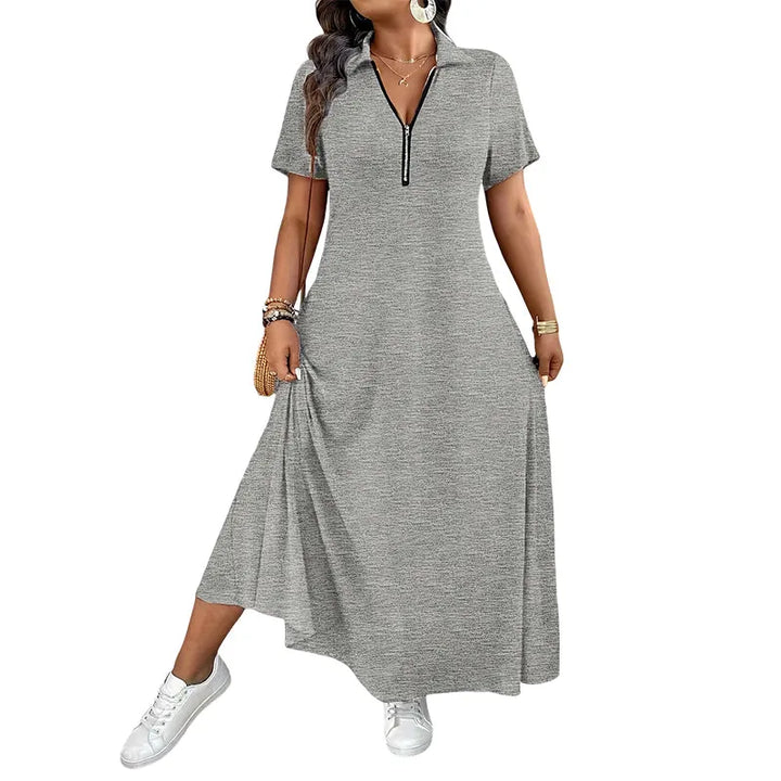 Primelle - Vestido maxi de cuello con cierre, de tacto suave
