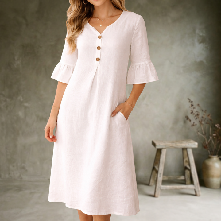 Sorella - Vestido suave al tacto de mangas con holanes