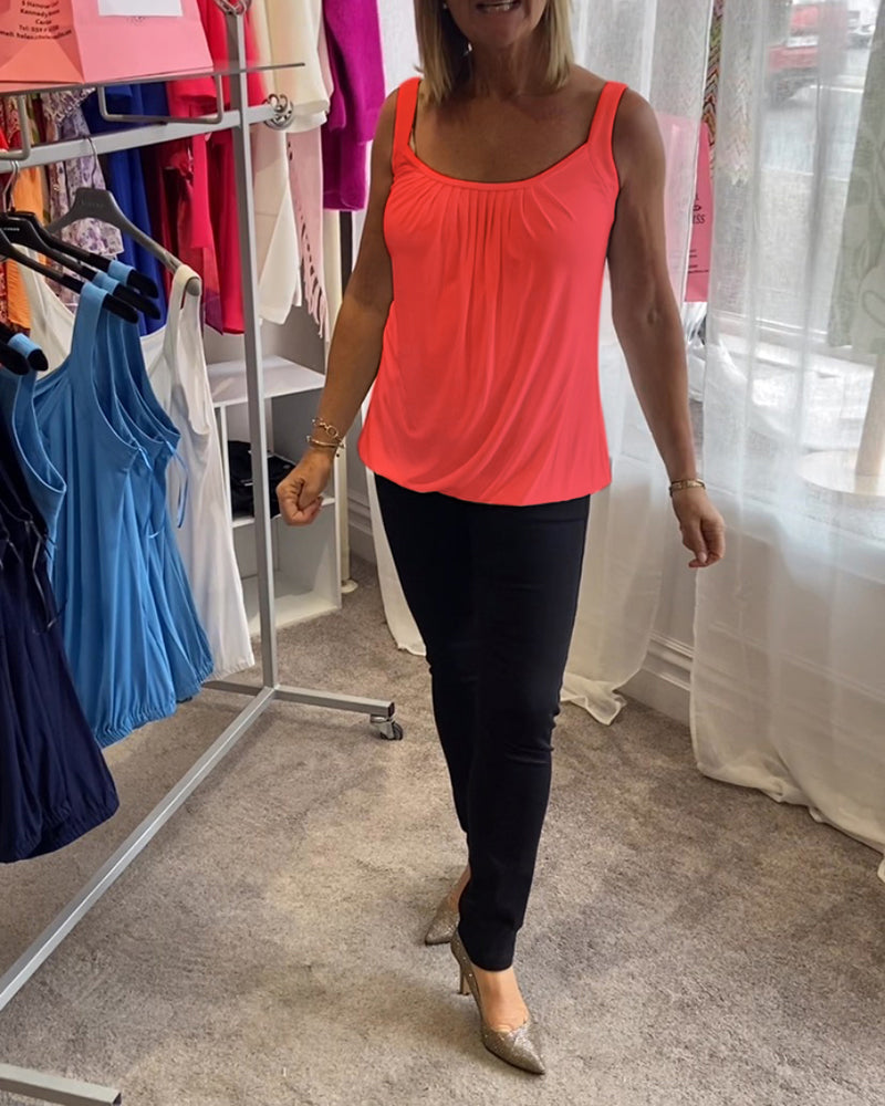 Corina - Top sin mangas con escote en U, suave al tacto