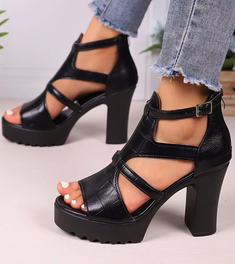Elestine - Sandalias estilo gladiador con plataforma esculpida