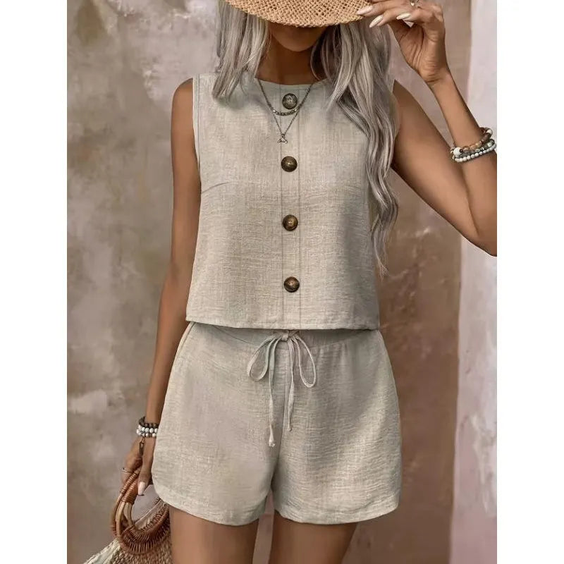 Abilene - Conjunto de top texturizado y shorts