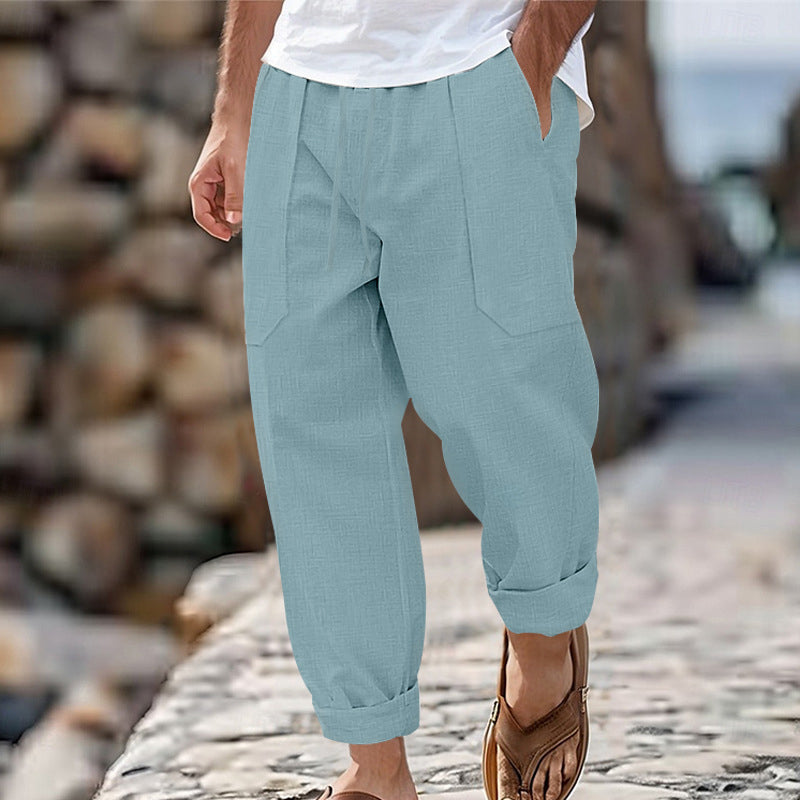 Halston - Pantalón de mezcla de lino de corte relajado