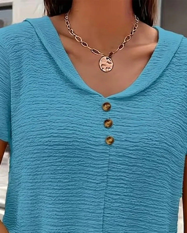 Quintessa - Blusa de escote en V con botones