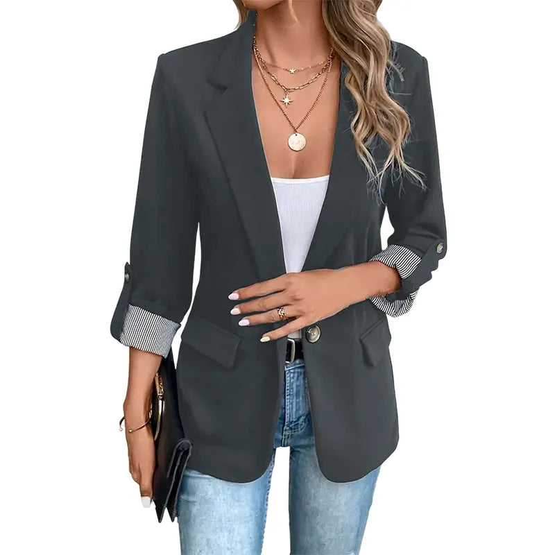 Celenya - Blazer clásico con mangas arremangadas