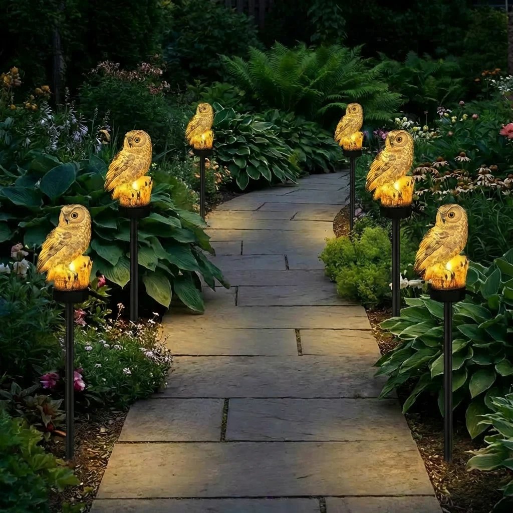 Amora - Lámpara decorativa para jardín con forma de búho