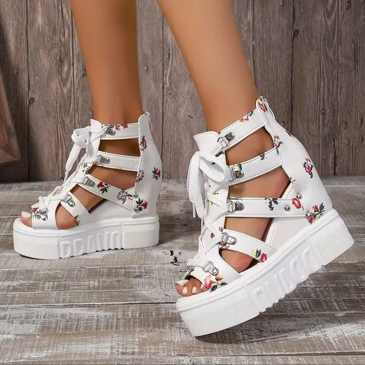Gaelina - Sandalias de plataforma con encaje floral