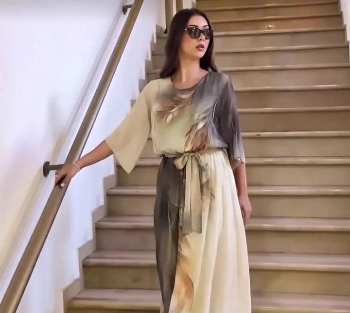 Halinor - Vestido maxi elegante de Chiffon