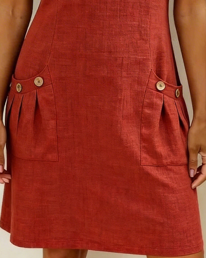 Dariae - Vestido de corte A de mezcla de lino