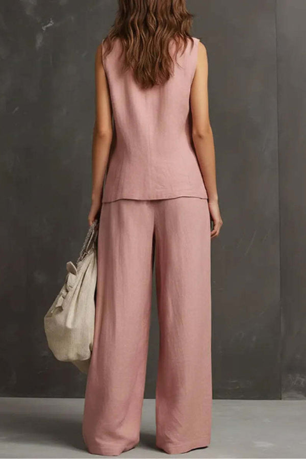 Heloise - Conjunto de chaleco transpirable y pantalón de pierna ancha