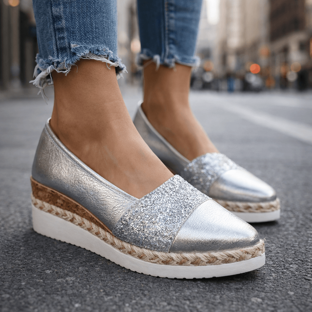 Kirsty - Zapatillas de cuña brillantes