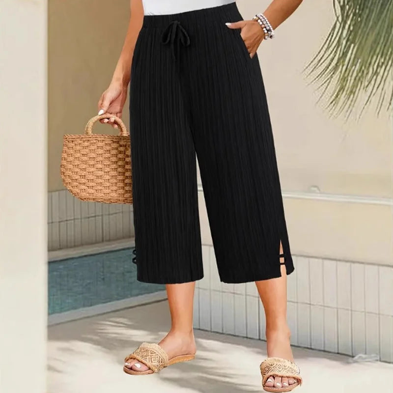 Bexara - Pantalón culotte plisado de pierna ancha