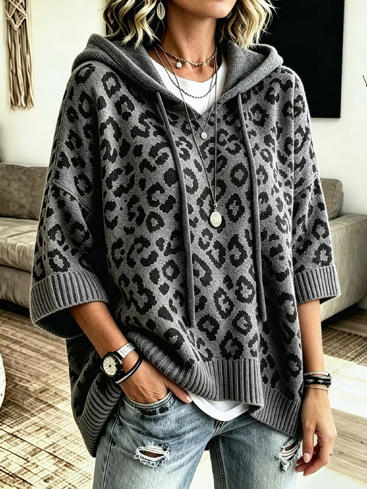 Jocasta - Suéter de punto con estampado de leopardo de corte oversize