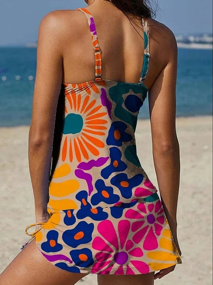 Ysoria - Conjunto de traje de baño estampado con escote halter