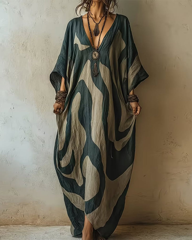 Aramina - Kaftán maxi estampado de lujo