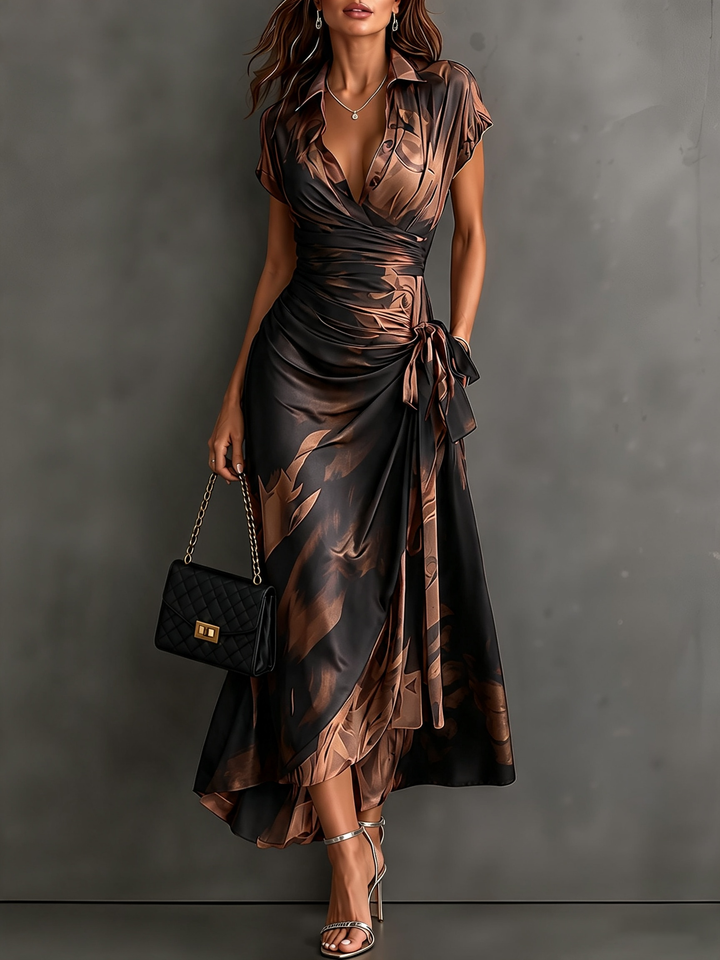 Roselle - Maxivestido con cuello camisero y caída sedosa