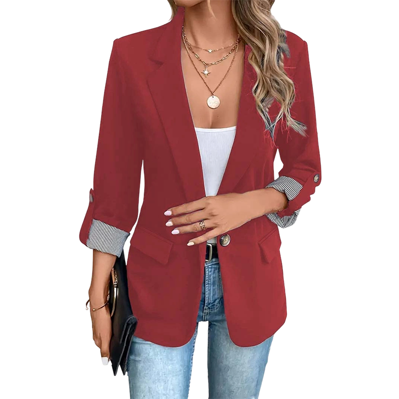 Celenya - Blazer clásico con mangas arremangadas