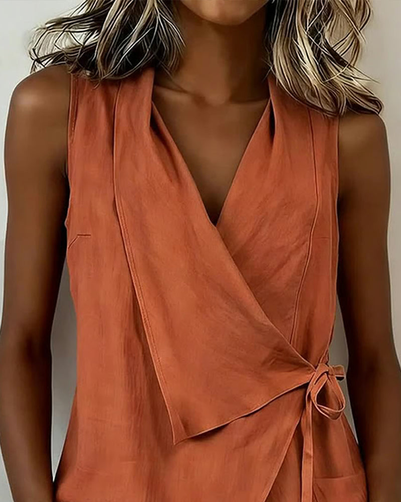 Farren - Blusa cruzada sin mangas