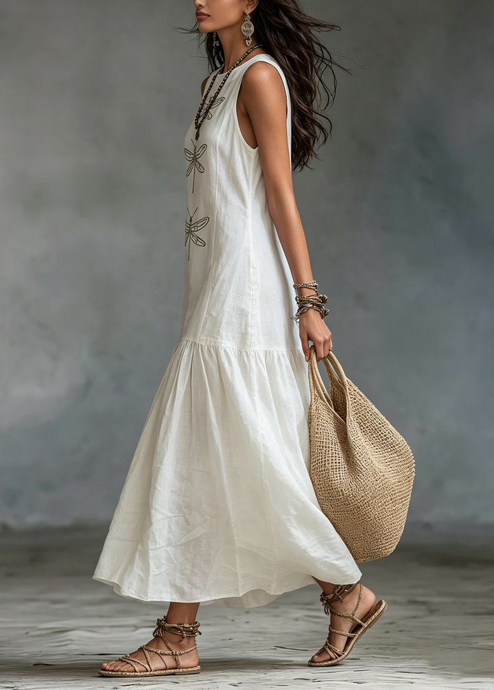 Caelisse - Vestido maxi de lino ligero