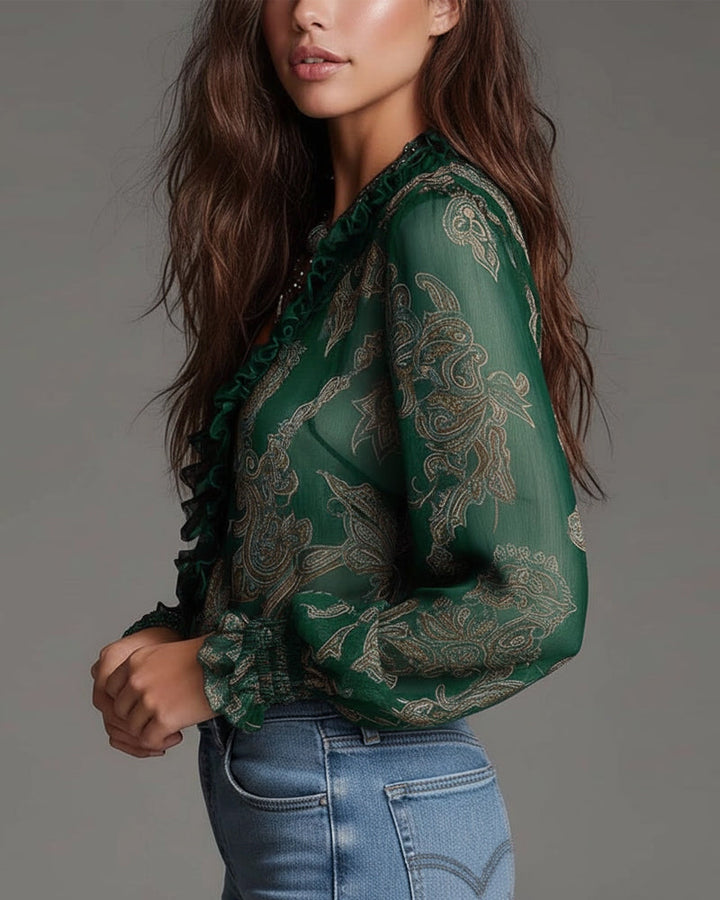 Norina - Blusa con escote en V de tacto suave