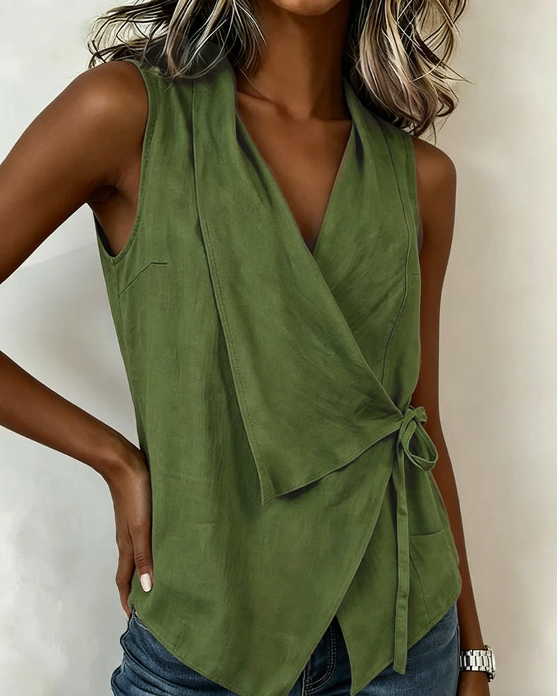 Farren - Blusa cruzada sin mangas