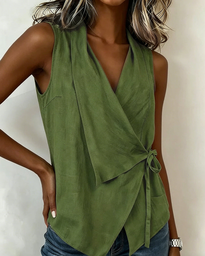 Farren - Blusa cruzada sin mangas