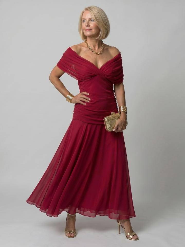 Galatea - Vestido midi ligero con hombros descubiertos