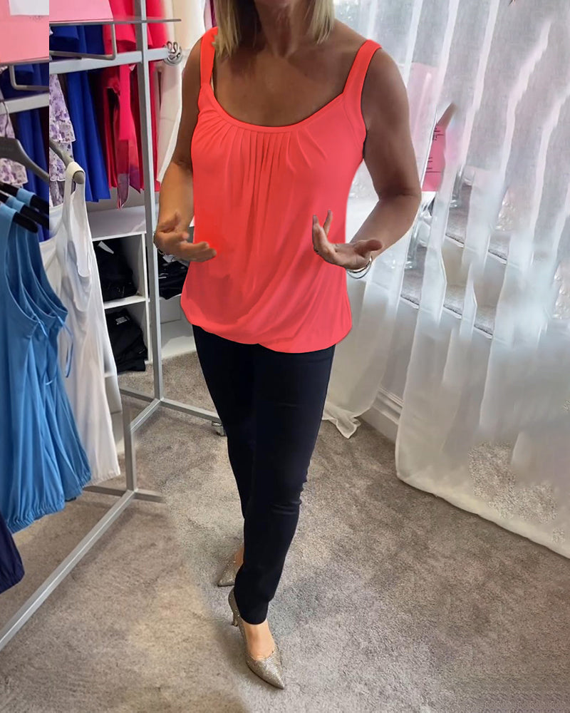 Corina - Top sin mangas con escote en U, suave al tacto