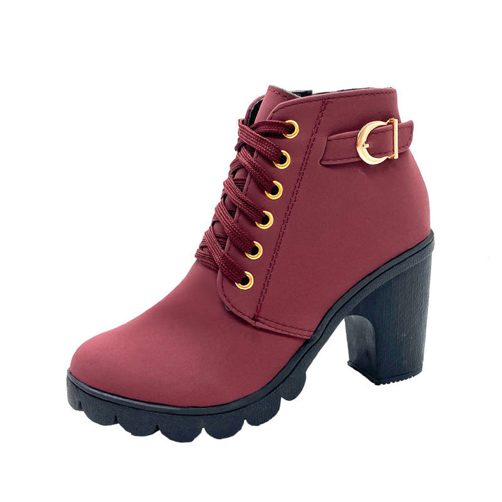 Mara - Botas de tacón ancho con forro de piel