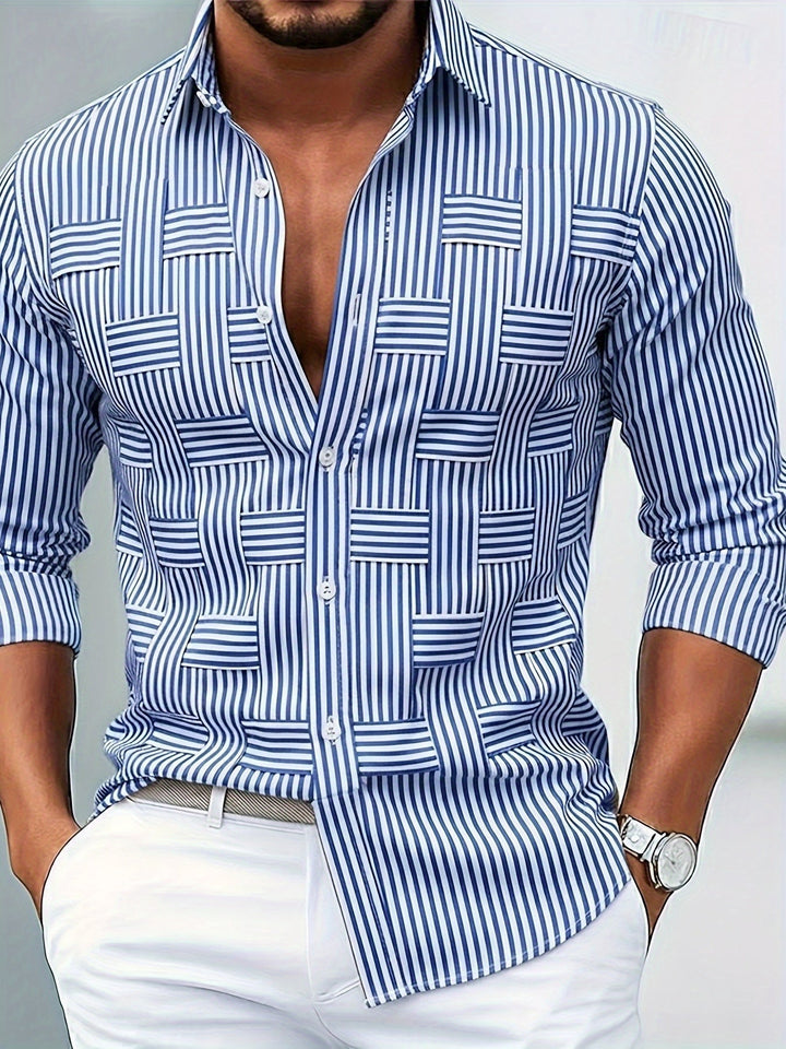 Alverton - Camisa de manga larga a rayas con lavado vintage