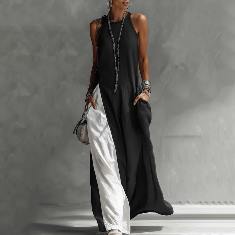 Zarella - Vestido largo con bloques de color de tacto suave