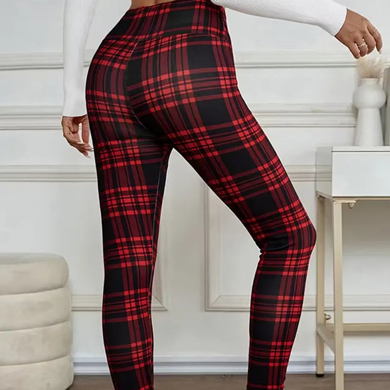 Estelyn - Leggings clásicos a cuadros con elastano
