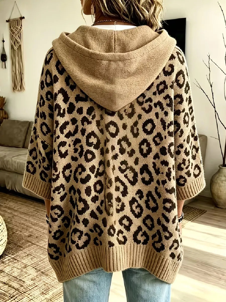 Jocasta - Suéter de punto con estampado de leopardo de corte oversize